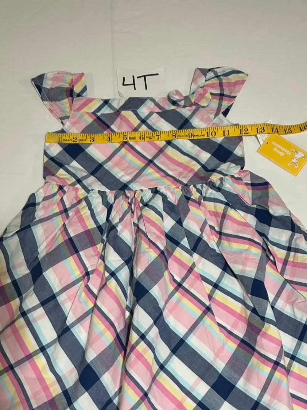 Gymboree Girls 4T Pink Blue Pastel Plaid Short Sleeve Spring Celebrations Dress